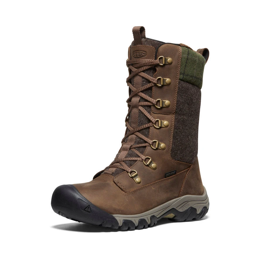 Keen Women's Greta Tall Waterproof Boot | Dark Earth/Green Plaid - Image 3