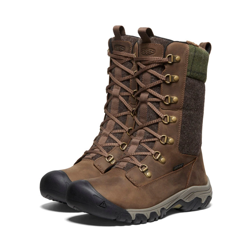 Keen Women's Greta Tall Waterproof Boot | Dark Earth/Green Plaid - Image 2