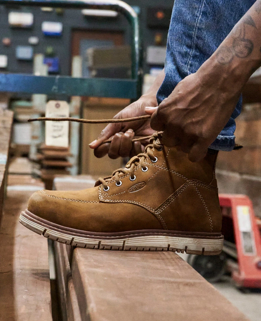 Keen Women's San Jose 6" Waterproof Boot (Aluminum Toe) | Almond/Gum - Image 7