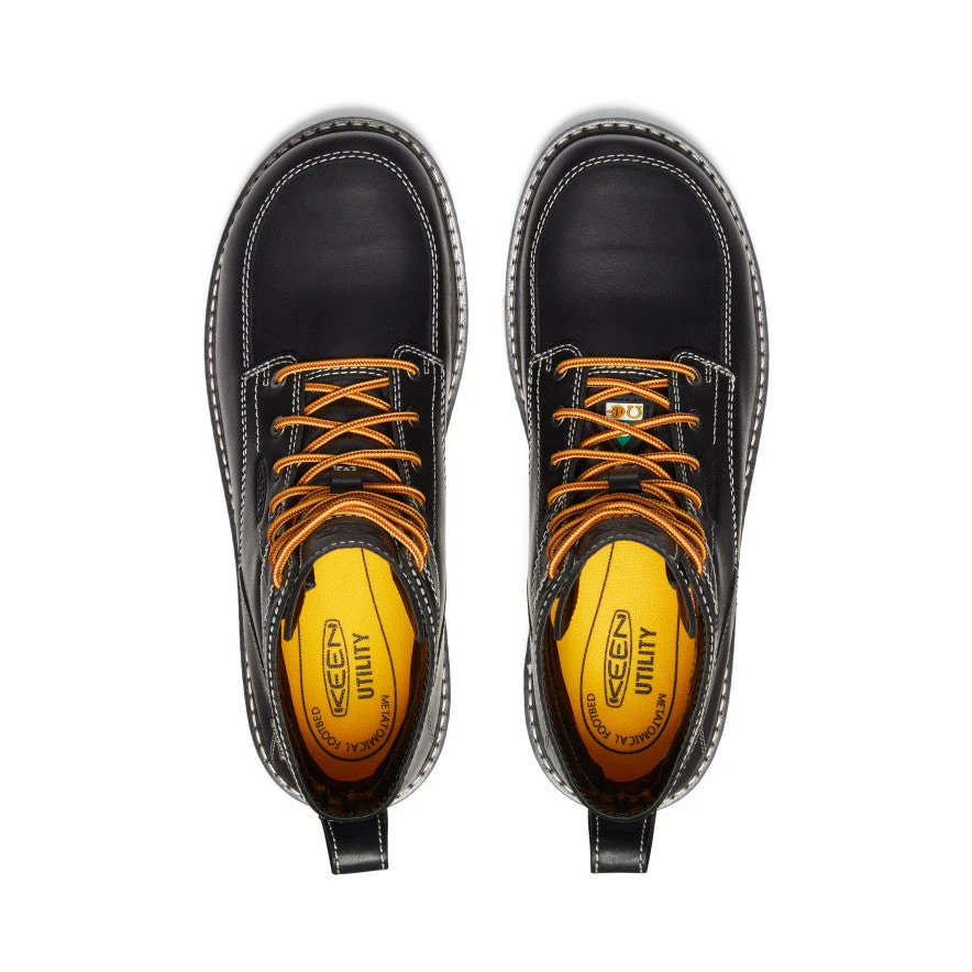 Keen Men's CSA San Jose 6" Waterproof Boot (Aluminum Toe) | Black/Off White - Image 4