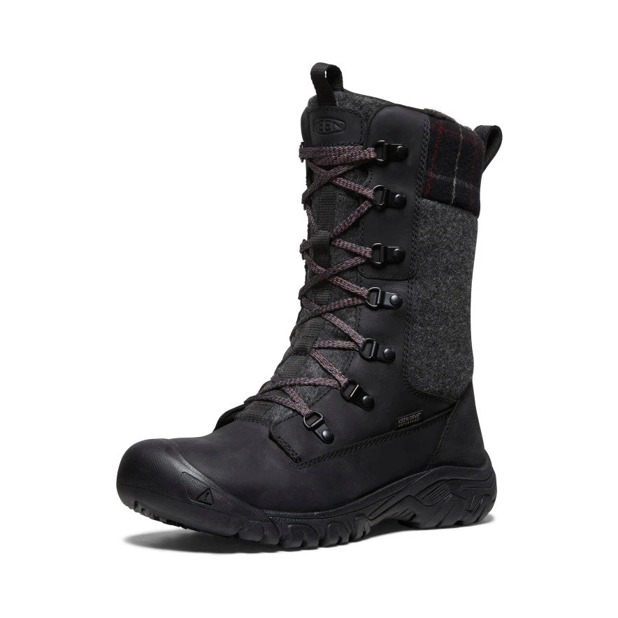 Keen Women's Greta Tall Waterproof Boot | Black/Black Plaid - Image 3