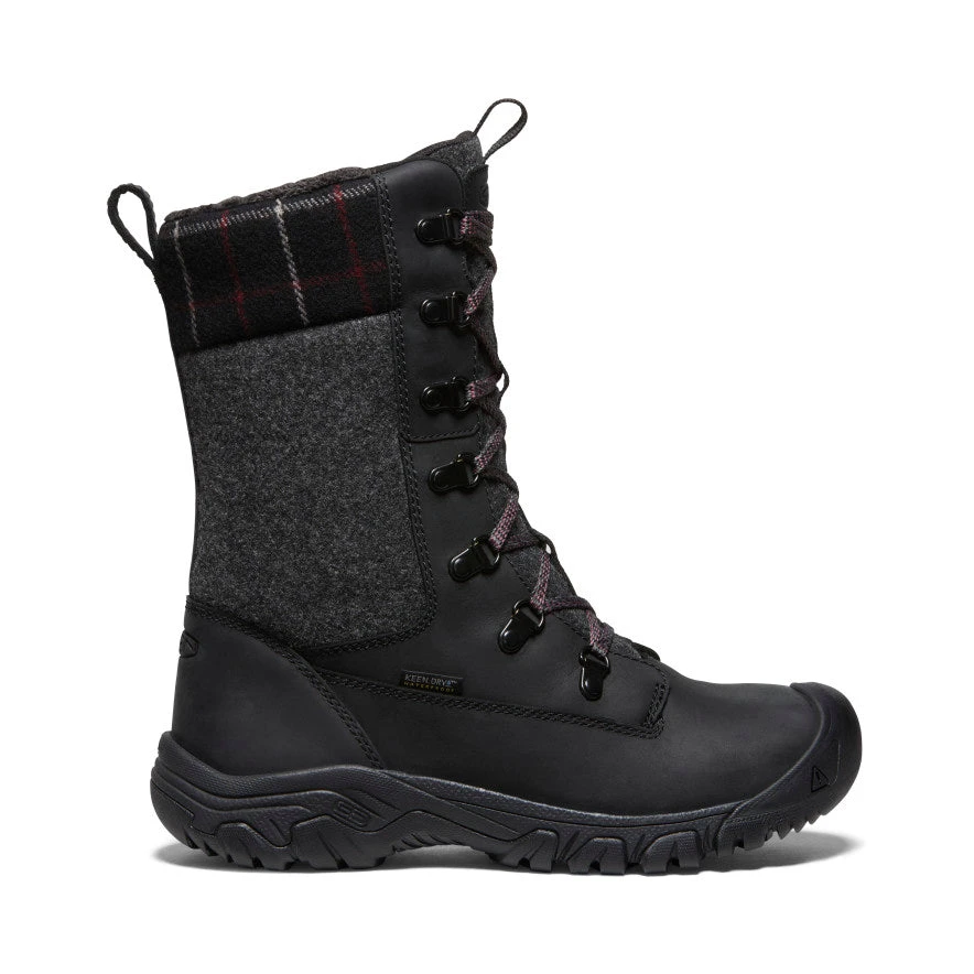 Keen Women's Greta Tall Waterproof Boot | Black/Black Plaid